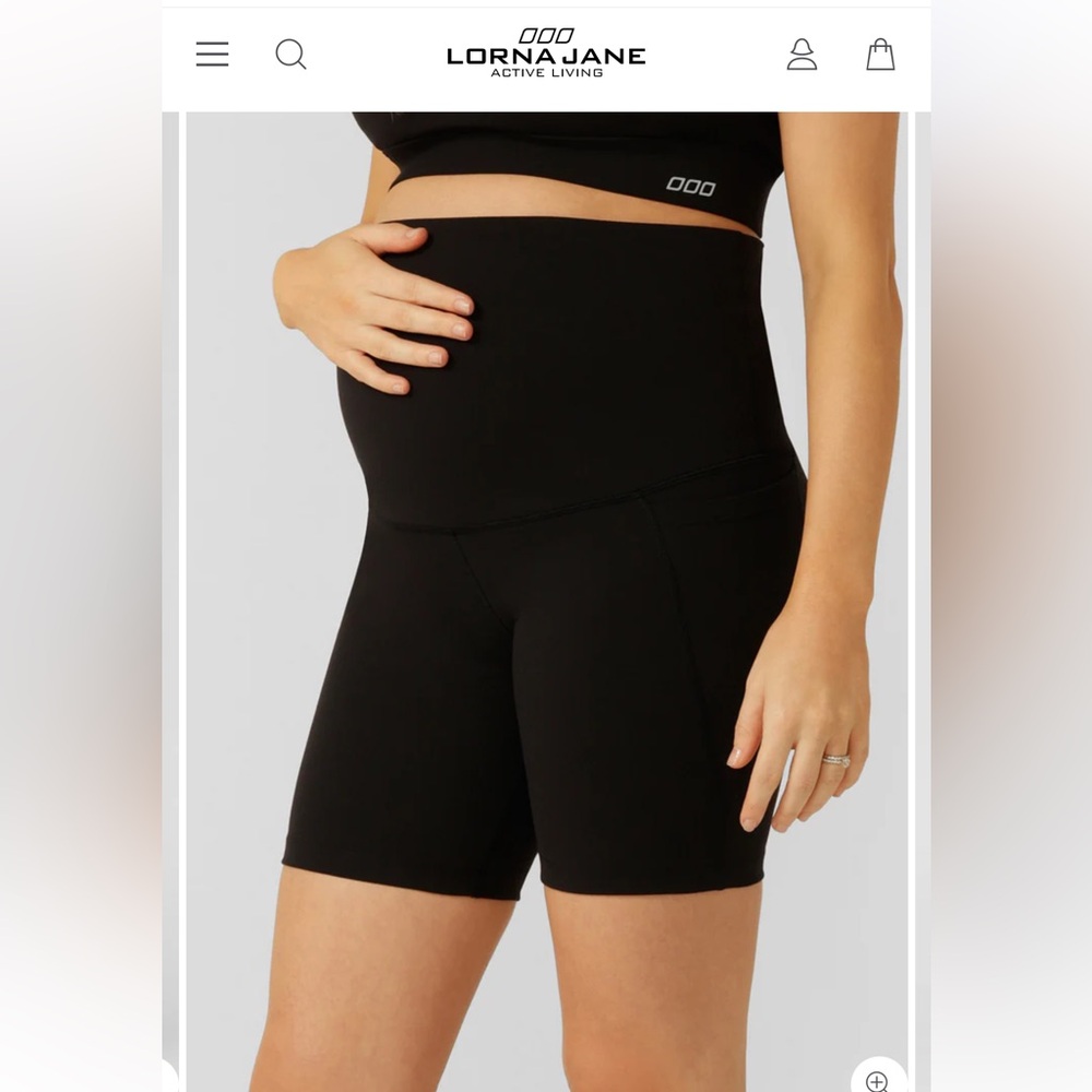 Lorna Jane Black High-Waist Maternity Bike Shorts